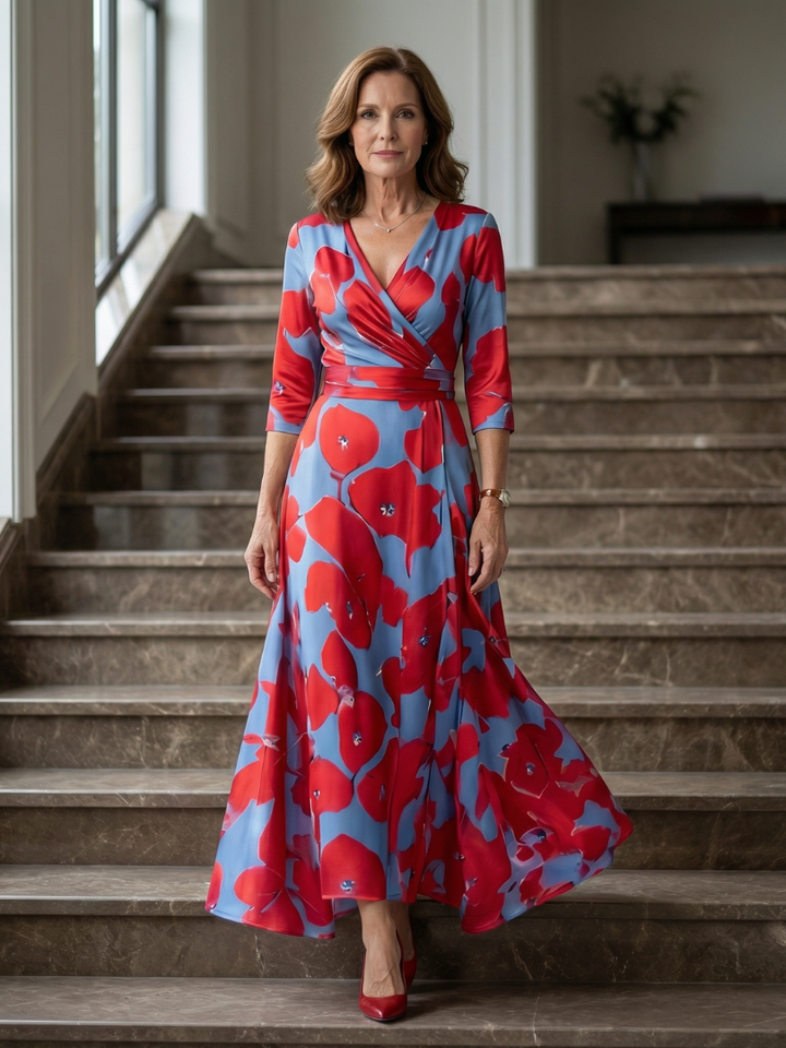 Maison Élise | Robe Midi Croisée à Col Celine