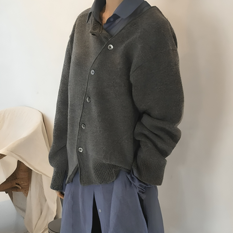 Luna | Cardigan en Maille Douce Boutons Asymétriques