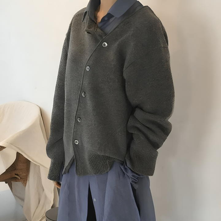 Luna | Cardigan en Maille Douce Boutons Asymétriques