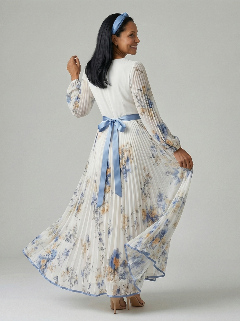 Maison Élise | Robe Midi Plissée à Enveloppe Rielle