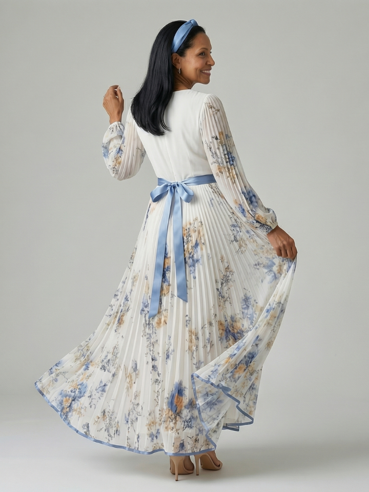 Maison Élise | Robe Midi Plissée à Enveloppe Rielle