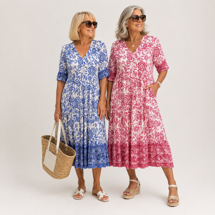 Keisha | Robe Fleurie Gracieuse à Col en V
