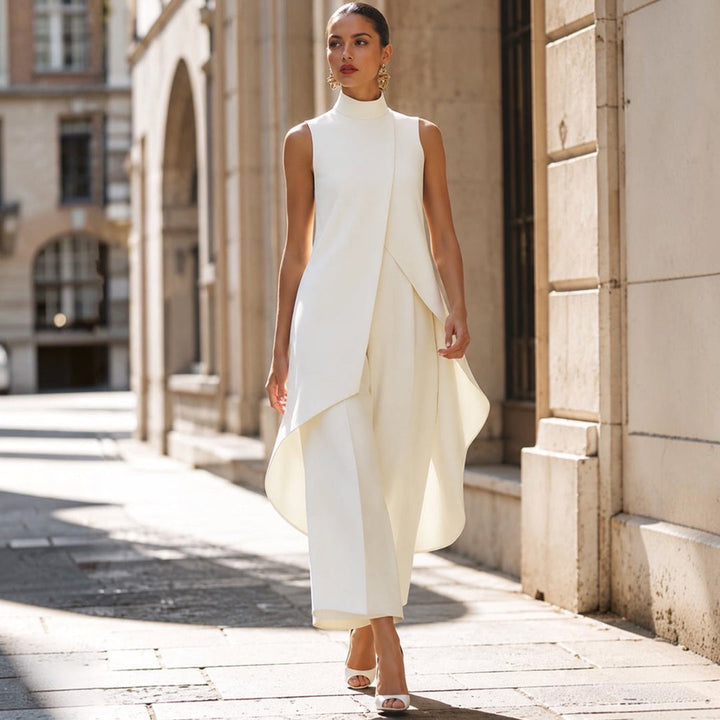 Valentina | Combinaison Élégante avec Top Drapé à Col Montant