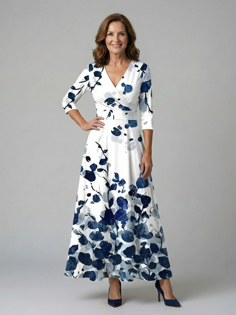 Maison Élise | Robe Midi Croisée à Col Celine