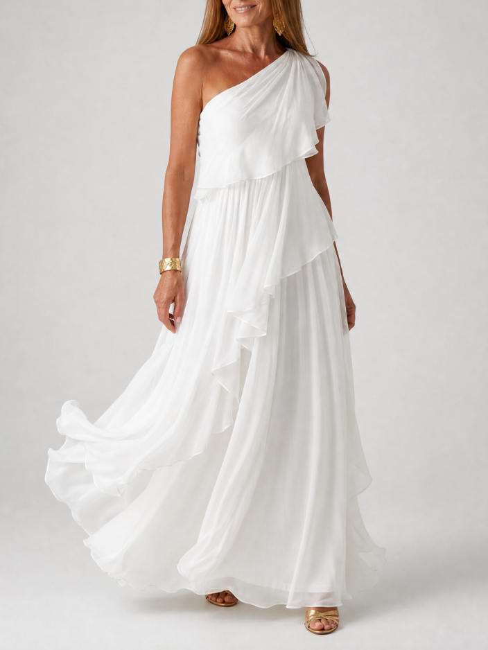 Tracey | Robe Longue Fluide à Volants