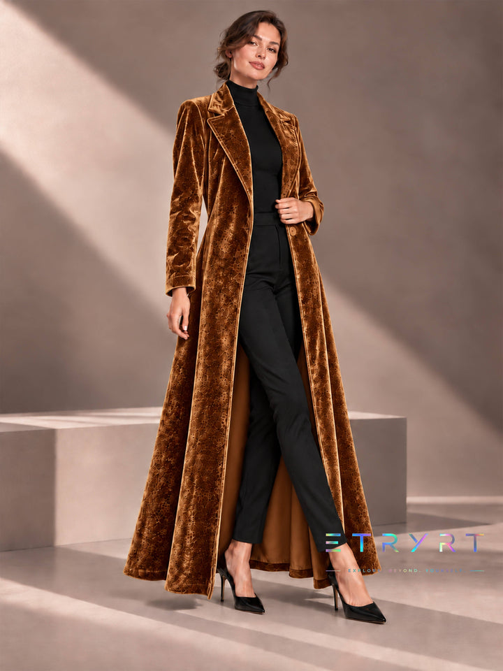 Béatrice | Manteau long en velours ouvert