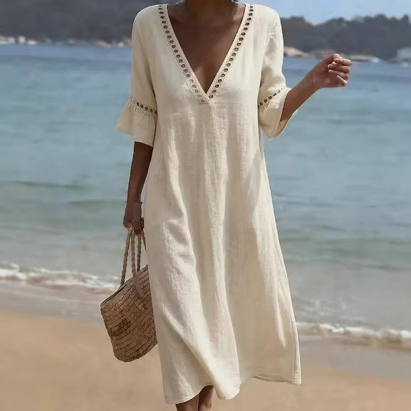 Elara | Robe Longue Légère, Confort Bord de Mer