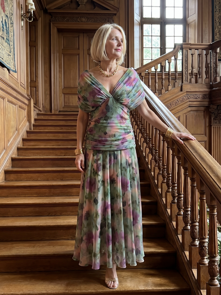 Calen | Robe Midi Fluide à Épaules Dénudées