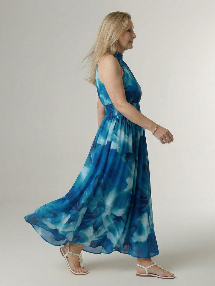 Maison Élise | Robe Midi à Encolure Halter Froncée Sylin