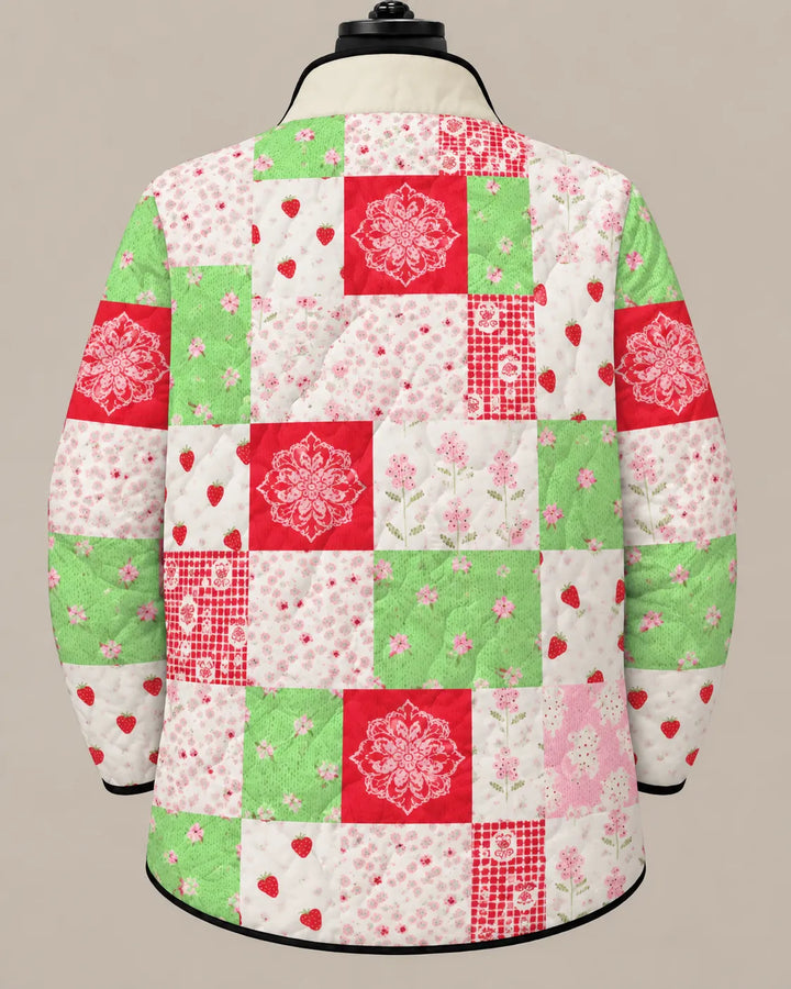 Rosalie | Veste Matelassée Patchwork Jardin de Fraises