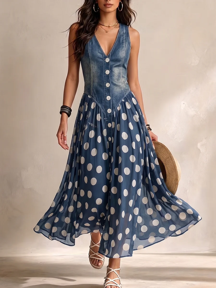 Maison Élise | Robe Midi à Pois pour Femmes
