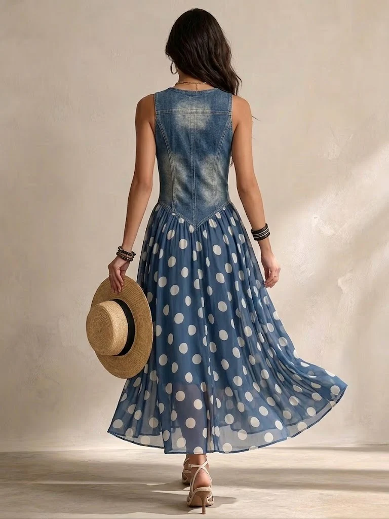 Maison Élise | Robe Midi à Pois pour Femmes