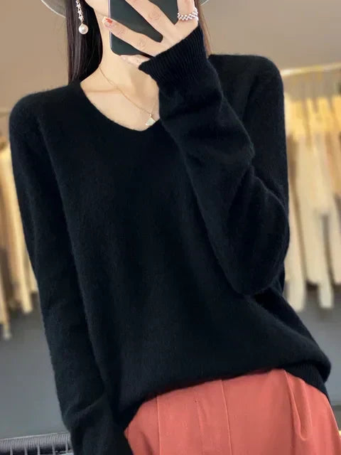 Pull Col V Maille Douce Martine