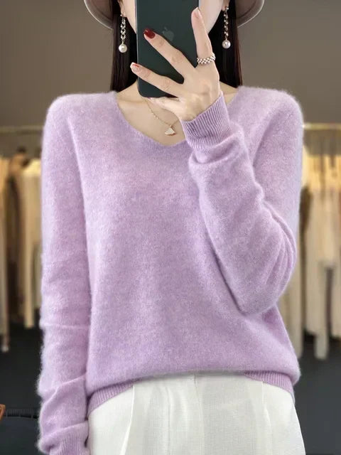 Pull Col V Maille Douce Martine