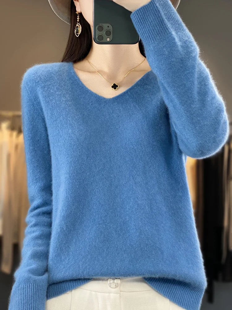 Pull Col V Maille Douce Martine