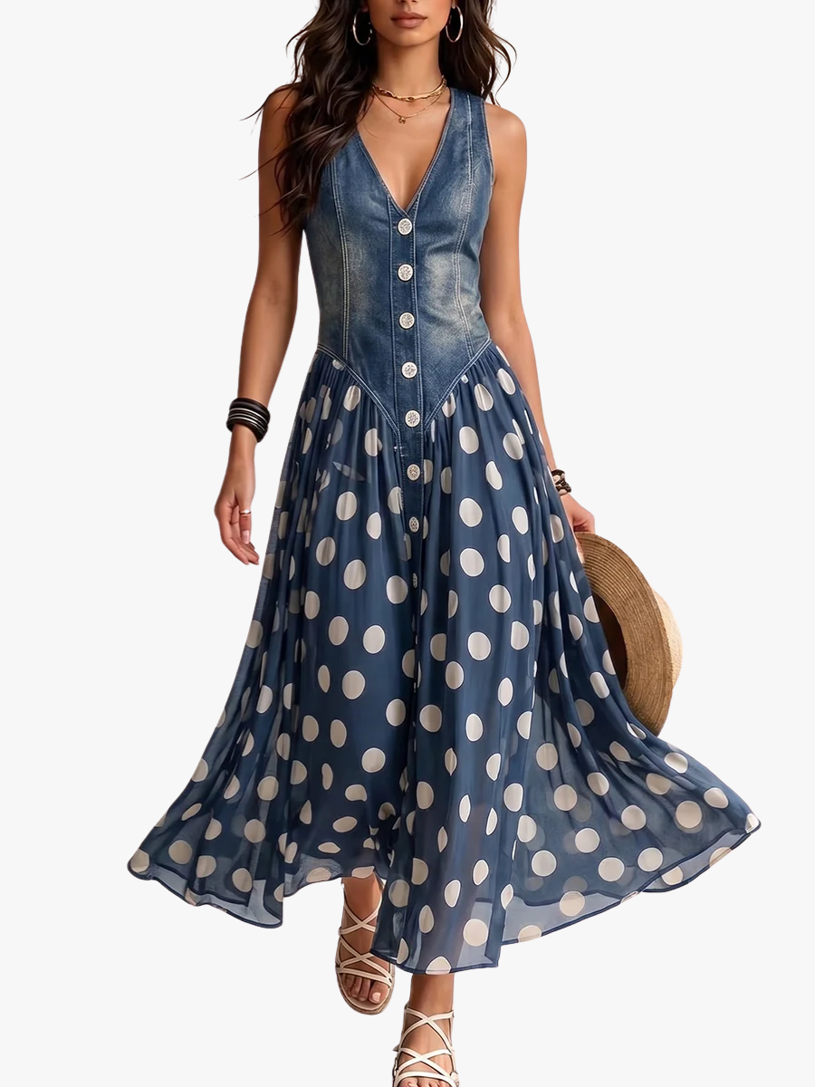 Maison Élise | Robe Midi à Pois pour Femmes