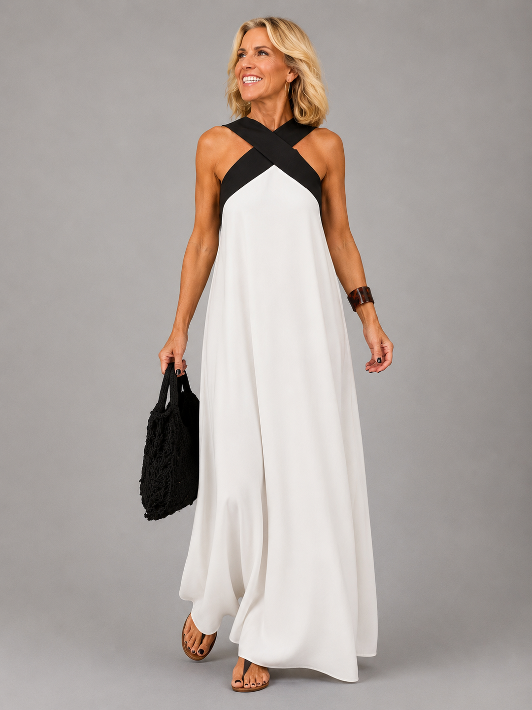 Velora | Robe Longue à Encolure Croisée
