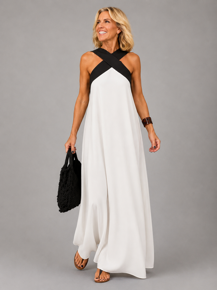Velora | Robe Longue à Encolure Croisée