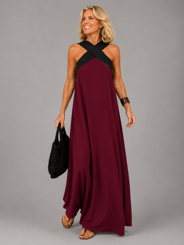 Velora | Robe Longue à Encolure Croisée