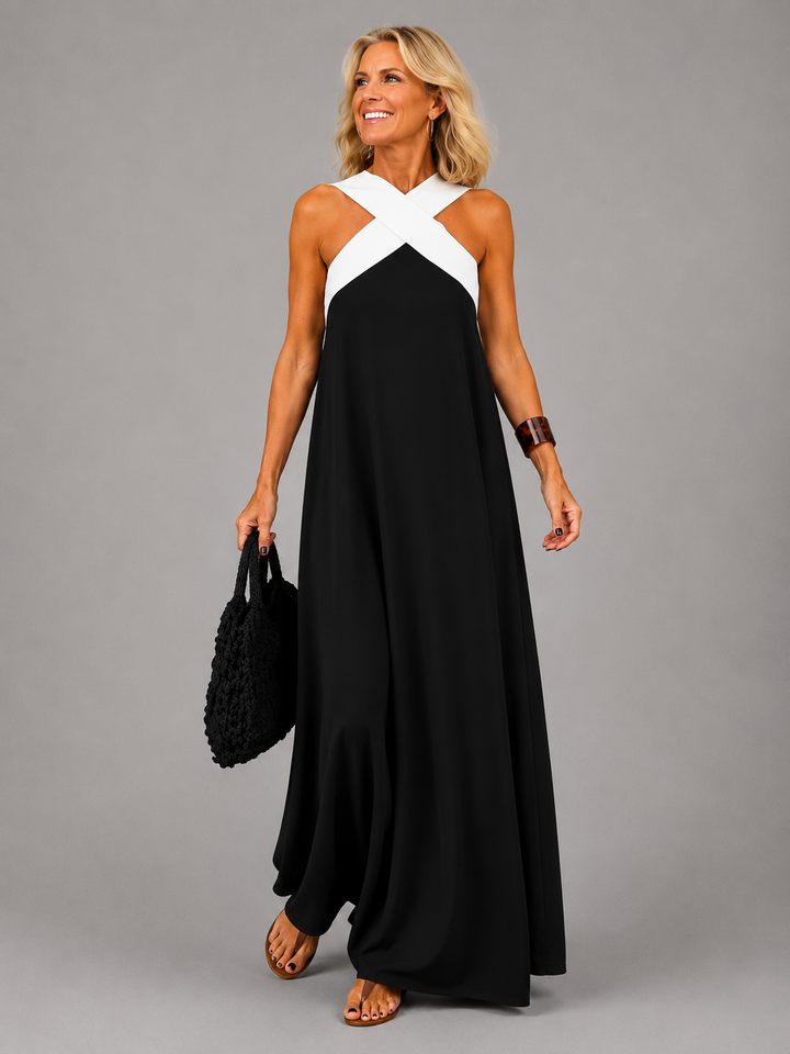 Velora | Robe Longue à Encolure Croisée