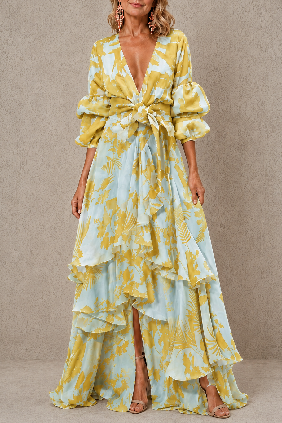 Victoria | Robe Étagée à Ceinture Nouée