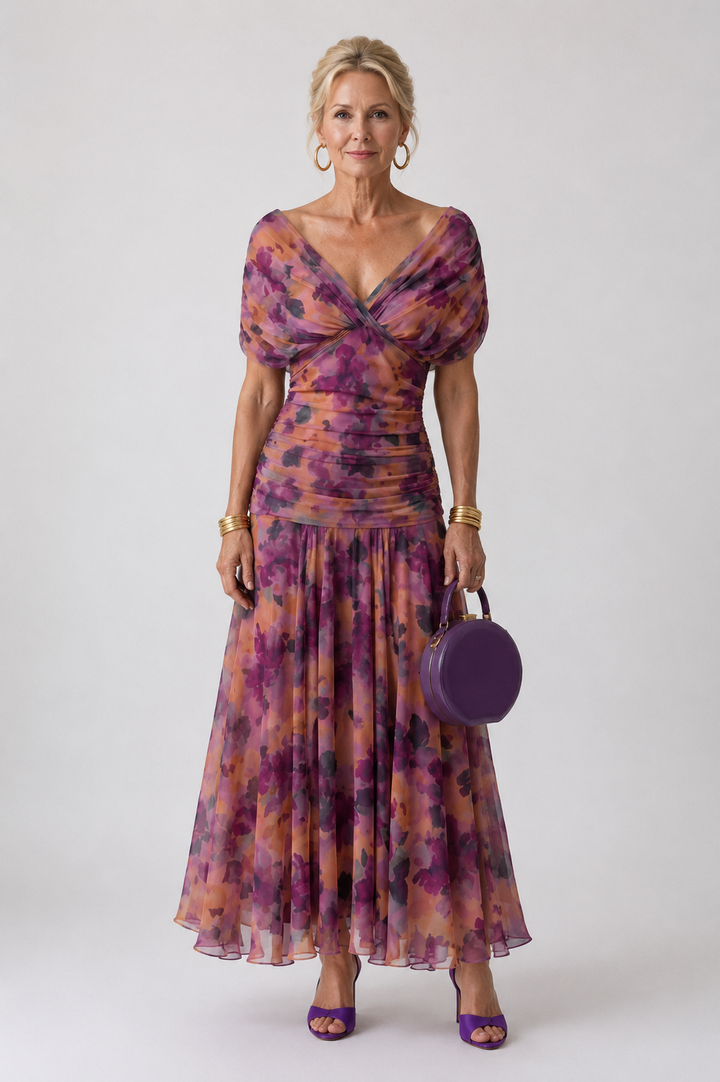 Calen | Robe Midi Fluide à Épaules Dénudées