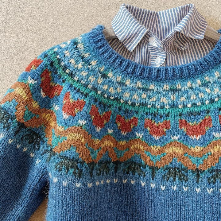 Pull Maille Jacquard Fleuri Sophie