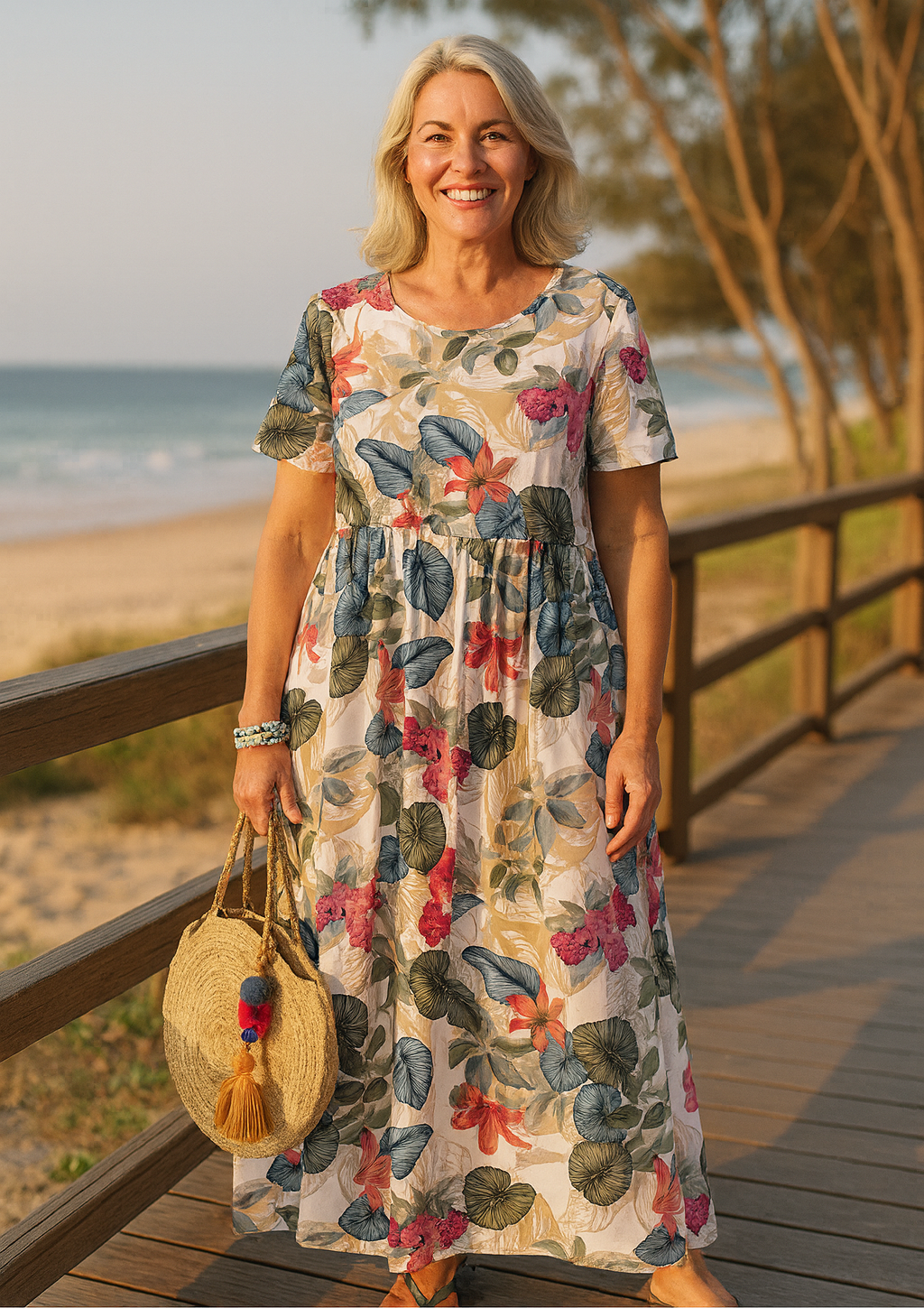 Lovi | Robe Midi Fleurie à Manches Papillon
