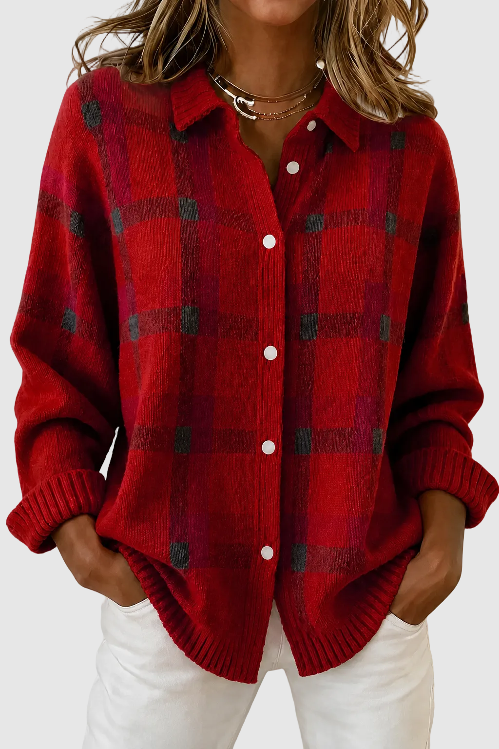Lumi | Cardigan élégant à carreaux