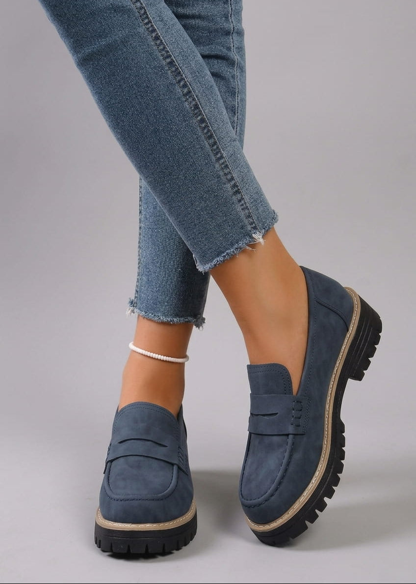 Elsa - Mocassins à Semelle Crantée Effet Daim