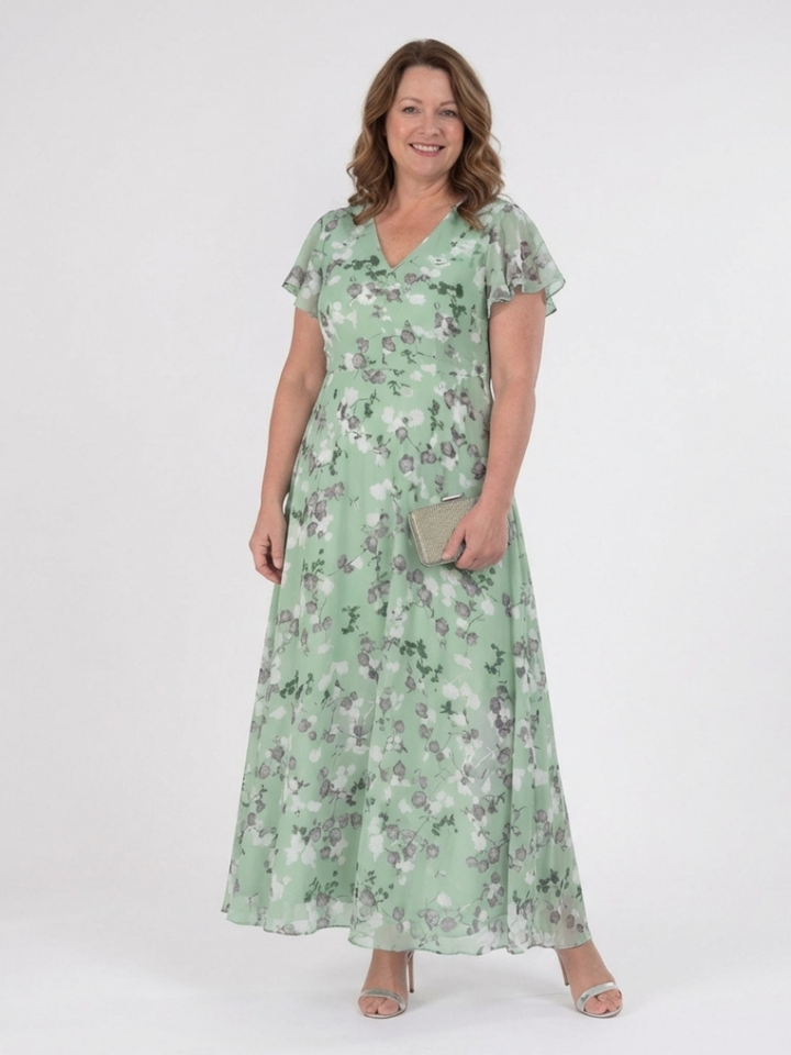 Maison Élise | Robe Maxi en Chiffon Floral Ismeria