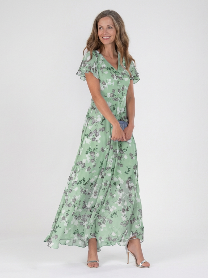 Maison Élise | Robe Maxi en Chiffon Floral Ismeria