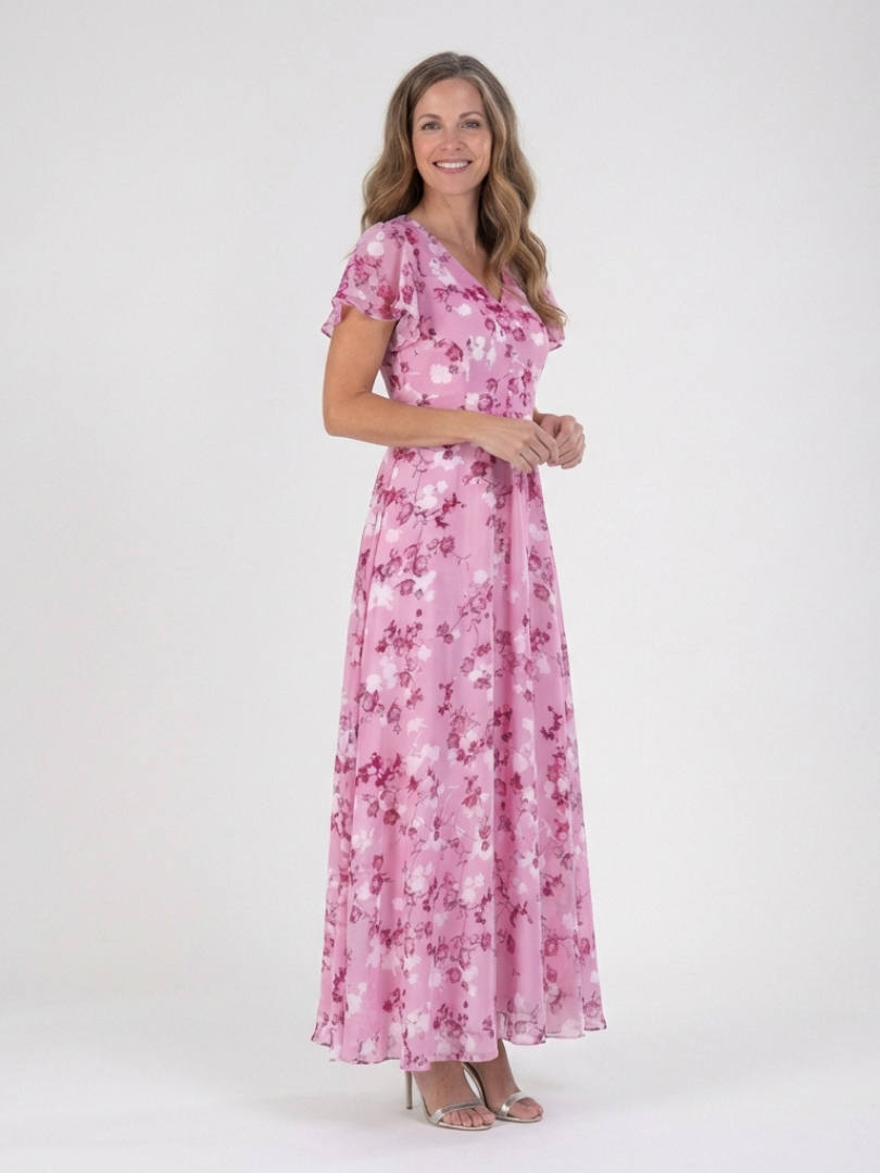 Maison Élise | Robe Maxi en Chiffon Floral Ismeria
