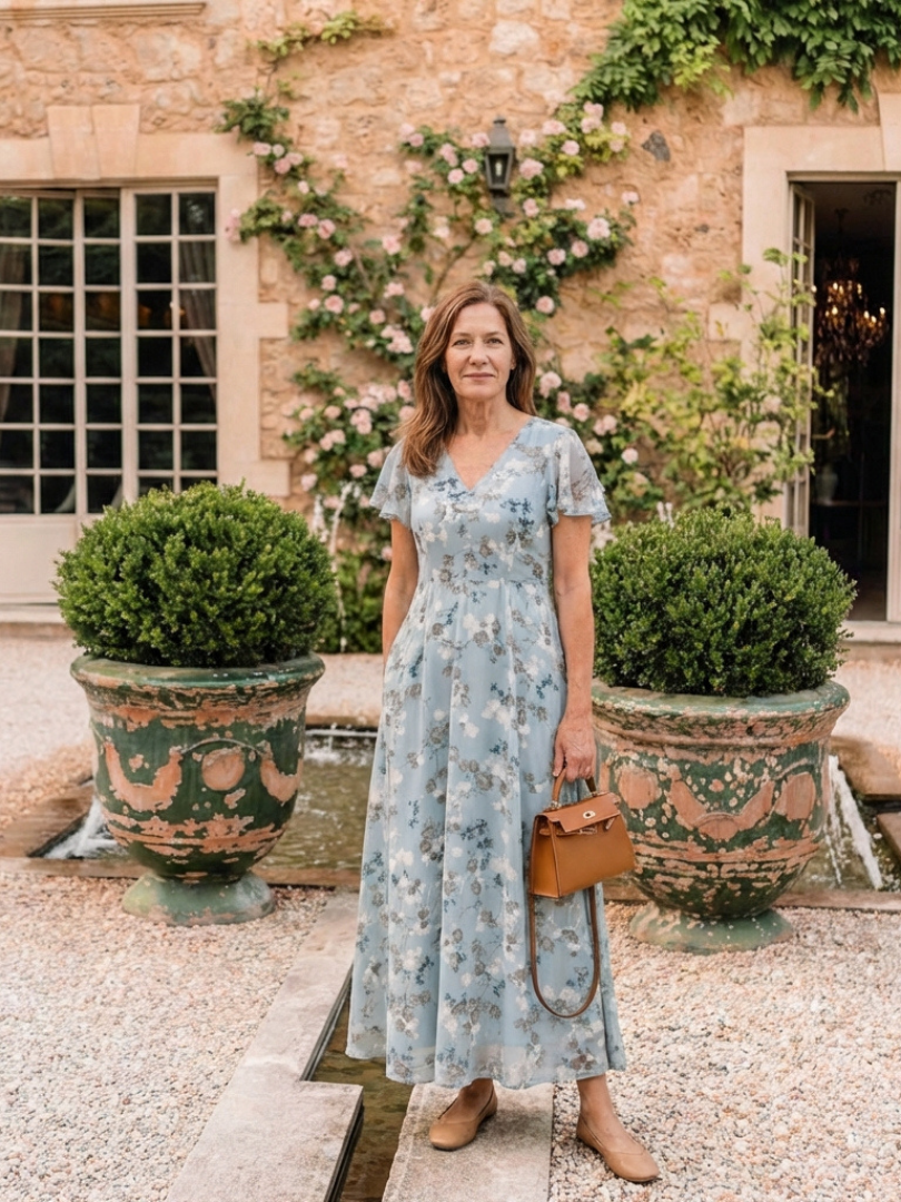 Maison Élise | Robe Maxi en Chiffon Floral Ismeria