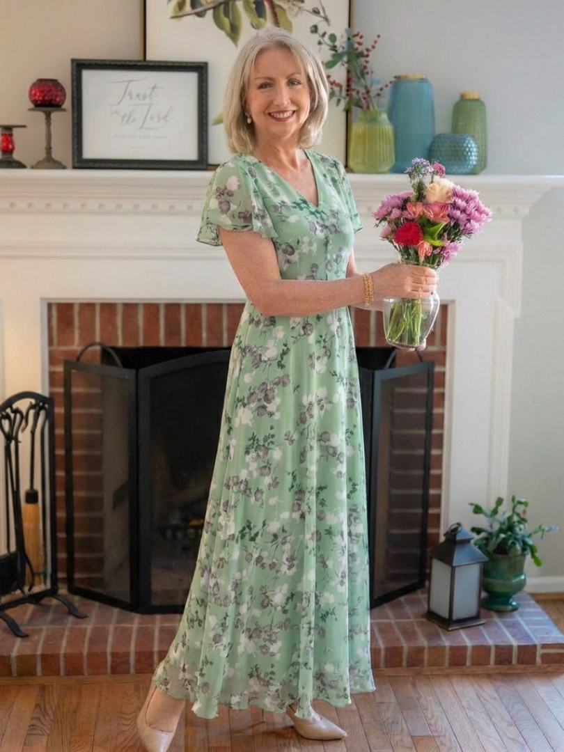 Maison Élise | Robe Maxi en Chiffon Floral Ismeria
