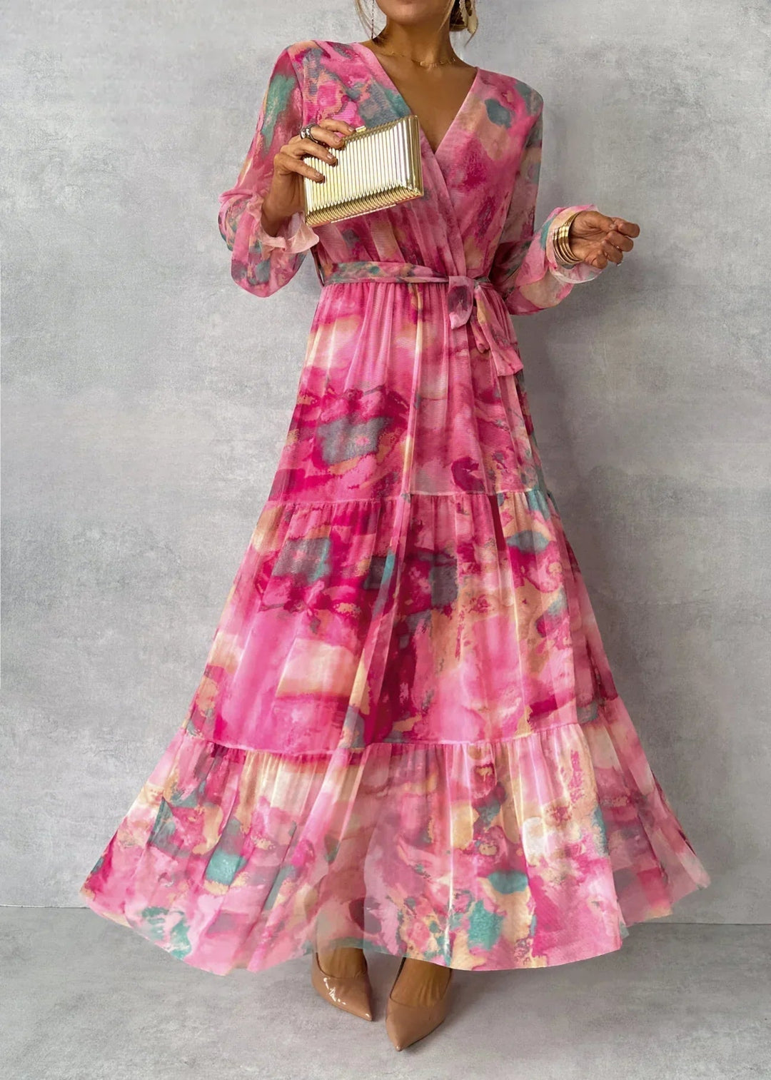 Zoey | Robe Portefeuille Fleurie à Volants Étagés