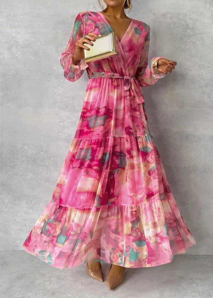 Zoey | Robe Portefeuille Fleurie à Volants Étagés