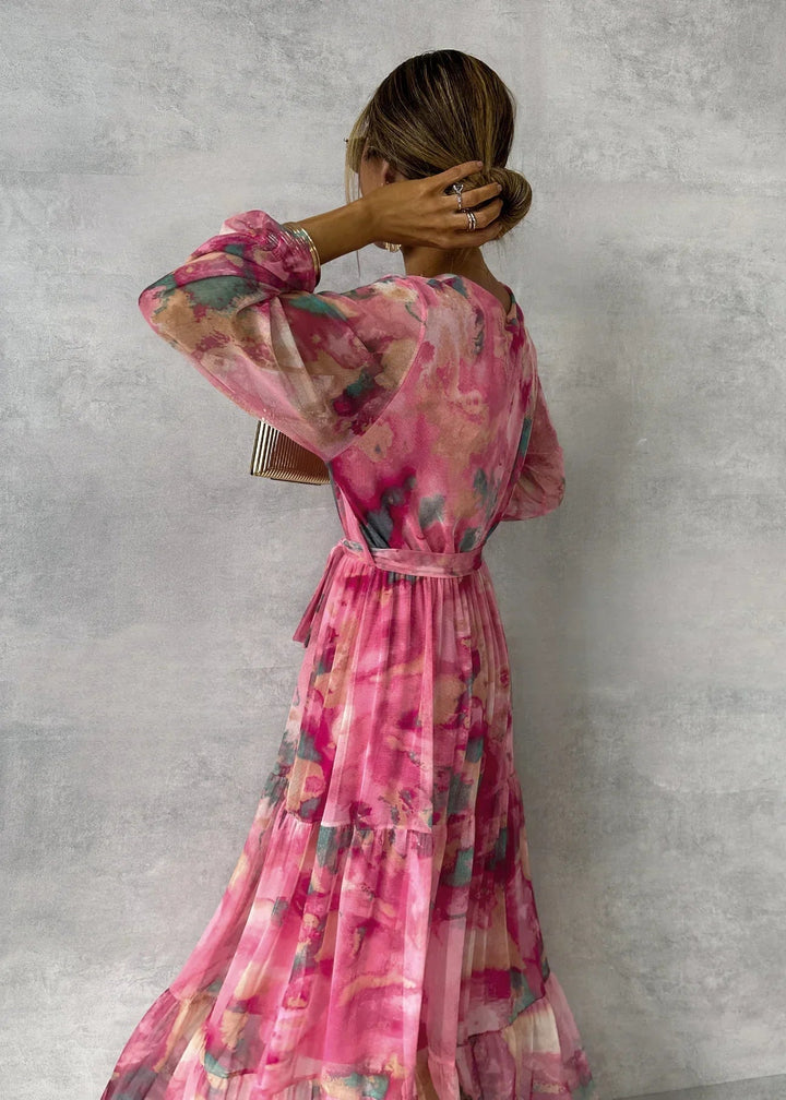 Zoey | Robe Portefeuille Fleurie à Volants Étagés