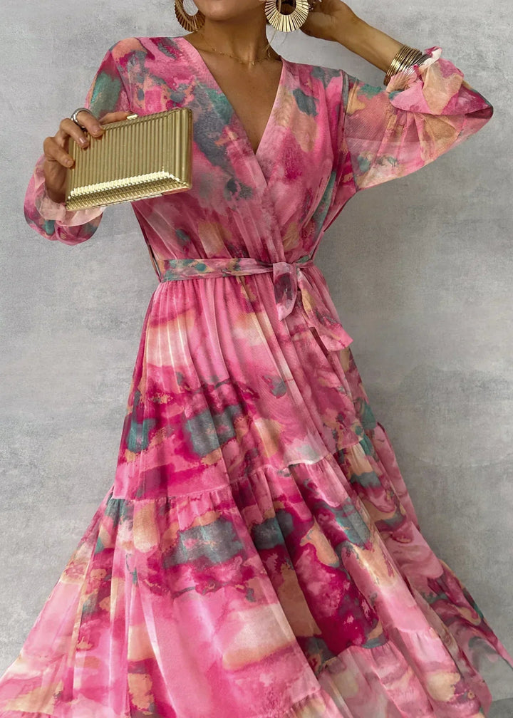 Zoey | Robe Portefeuille Fleurie à Volants Étagés