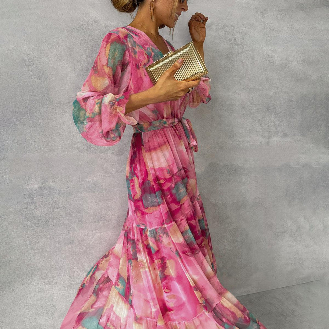 Zoey | Robe Portefeuille Fleurie à Volants Étagés
