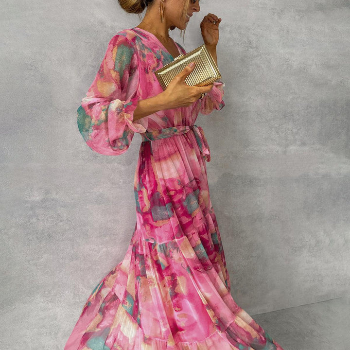 Zoey | Robe Portefeuille Fleurie à Volants Étagés