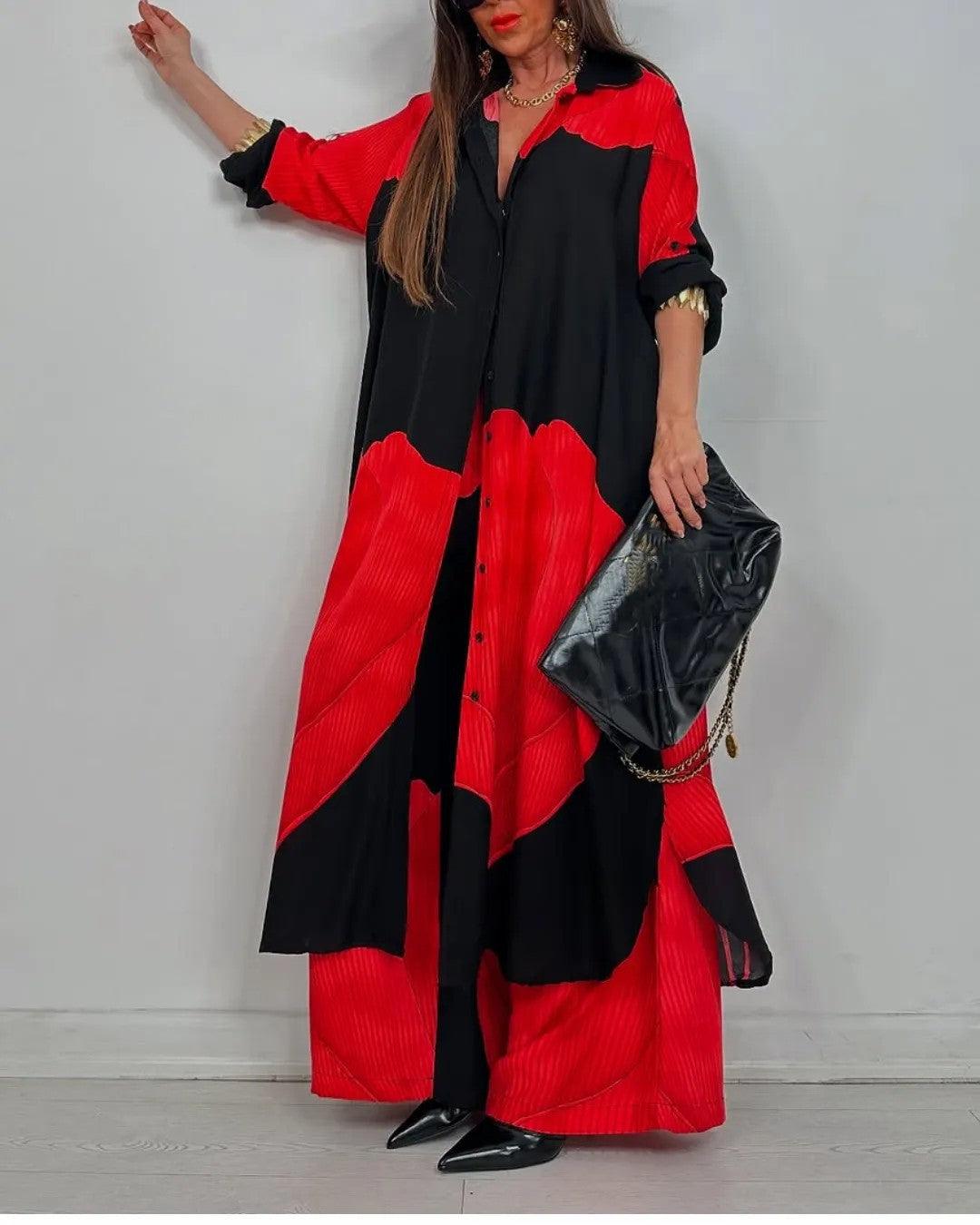 Ensemble Haut Patchwork Col en V et Pantalon