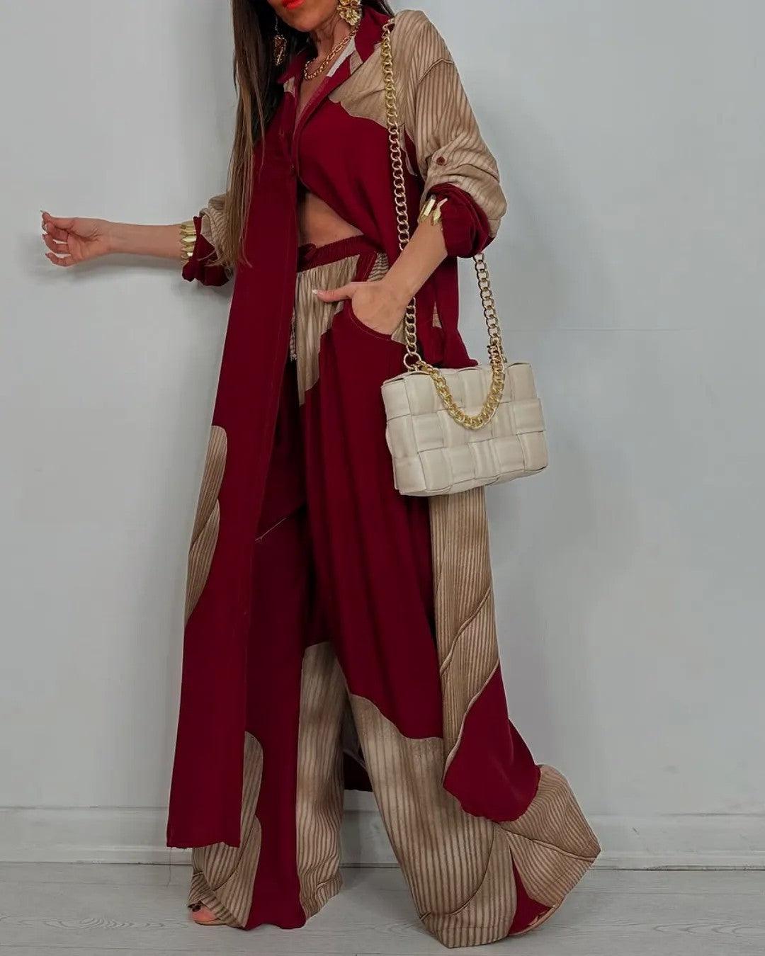 Ensemble Haut Patchwork Col en V et Pantalon