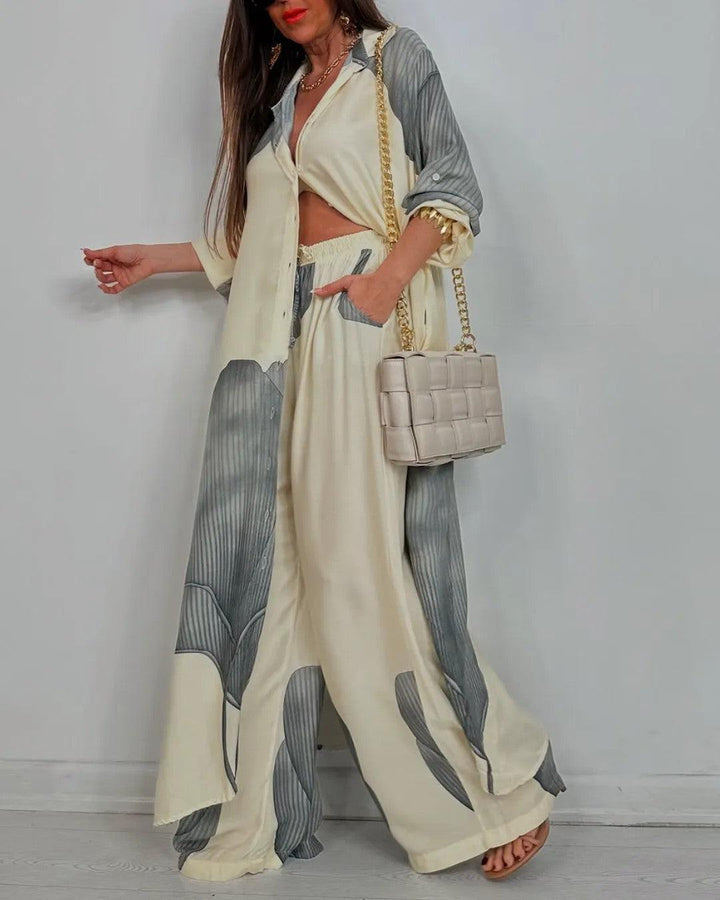 Ensemble Haut Patchwork Col en V et Pantalon
