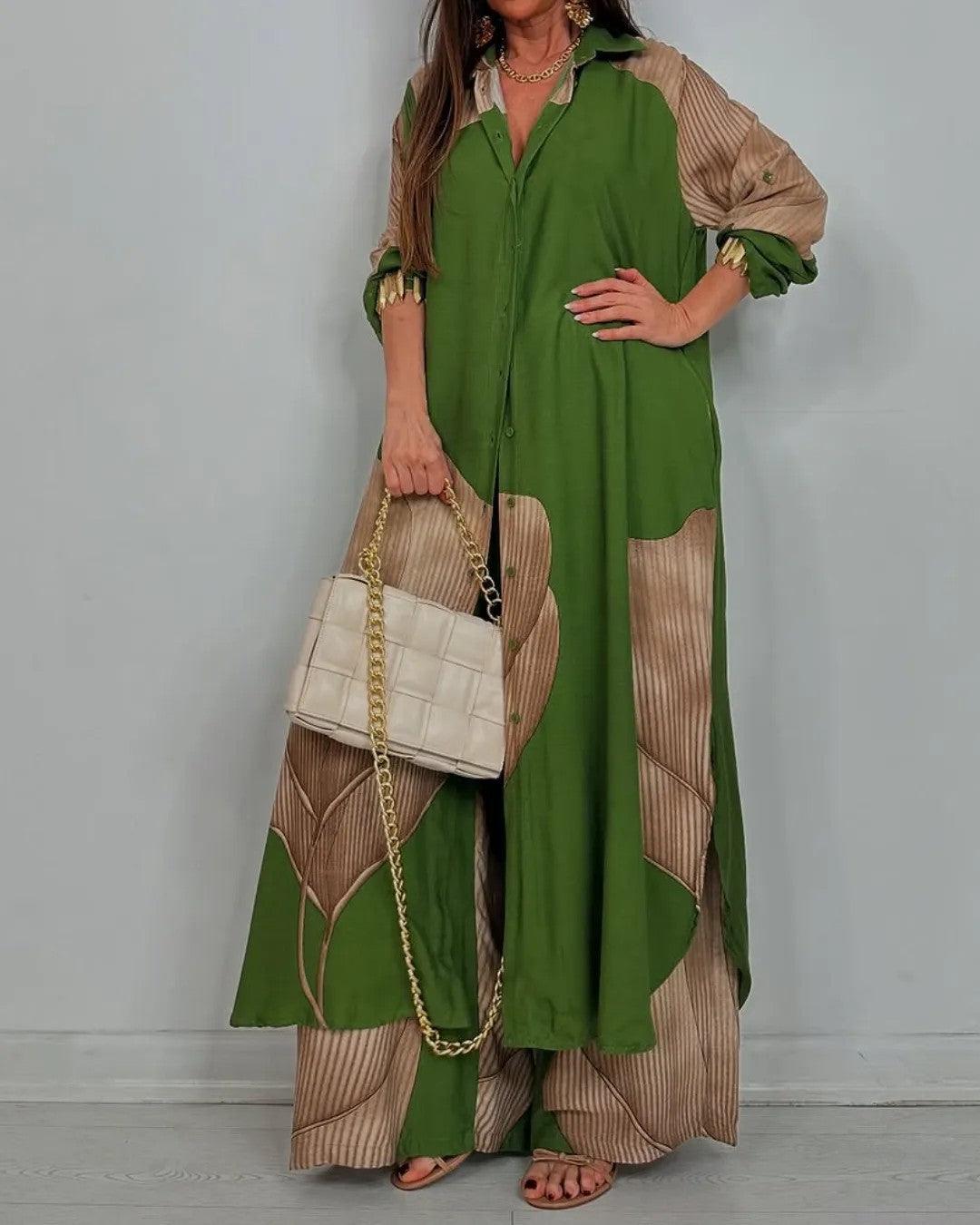 Ensemble Haut Patchwork Col en V et Pantalon