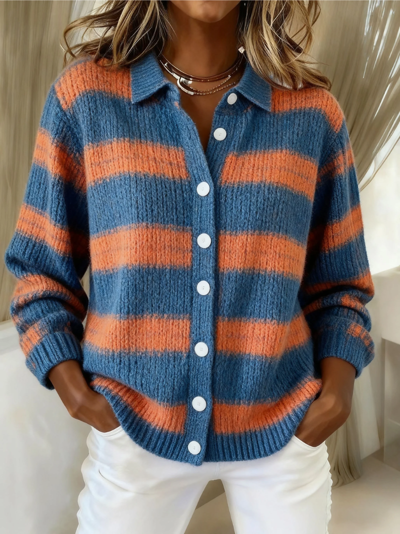 Livia | Cardigan Rayé en Maille