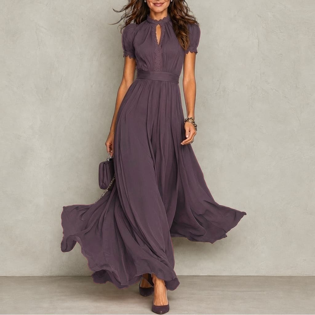 Zoey | Robe Plissée à Col Volanté