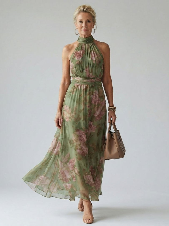 Maison Élise | Robe Midi à Encolure Halter Froncée Mirelle