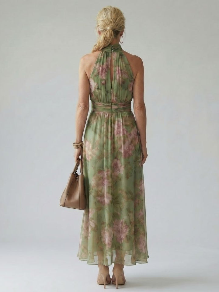 Mirelle | Robe Midi Froncée à Col Halter
