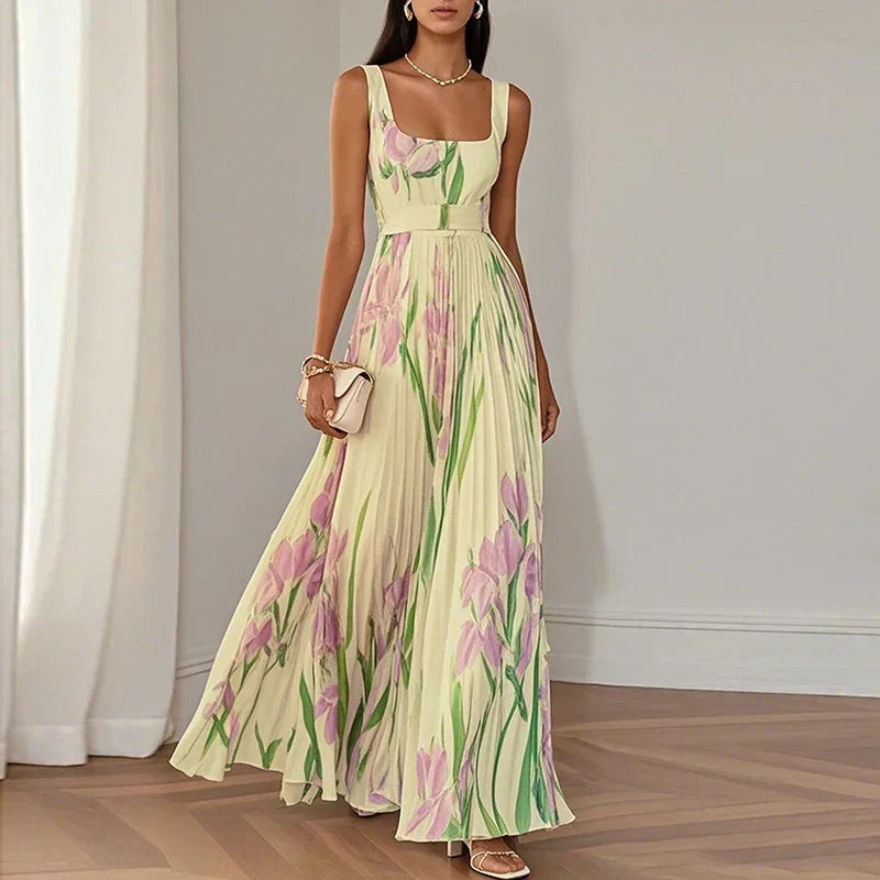 Robe Maxi Évasée en Fleurs | Maison Élise